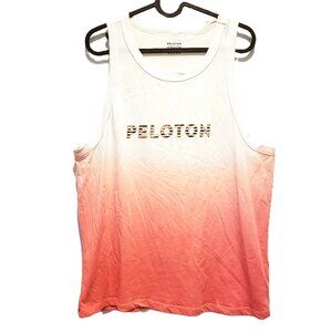 Peloton Logo Racer Back Tank Top Peach Ombre Spellout Logo Cycling Large